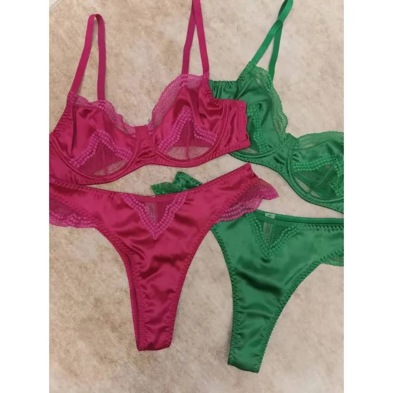Women Mesh Satin Lace Brassiere Ultra Thin Minimizer Anti Sag Soft Breathable Support Daily Lingerie 32‑38AB Bra Suit — image 3