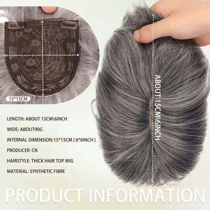 6Inch Synthetic Short Straight Hair Toppers for Thinning Hair Texture Clip-In Adds Volume Hairpiece for Women Daily Use — image 2