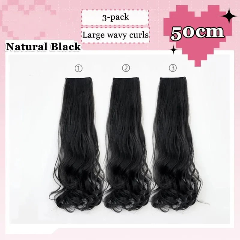 3Pcs/Set 6Clips Hair Extension Black Long Large Wavy Curls Natural Hair Hairpiece Heat Resistant Fiber For Women Hairstyle — image 11