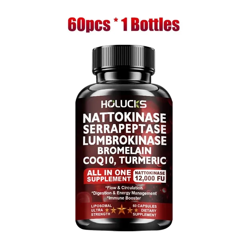 13-in-1 Nattokinase Supplement with Serrapeptase Support Circulation Blood Flow Heart & Cardiovascular Health Digestive Aid