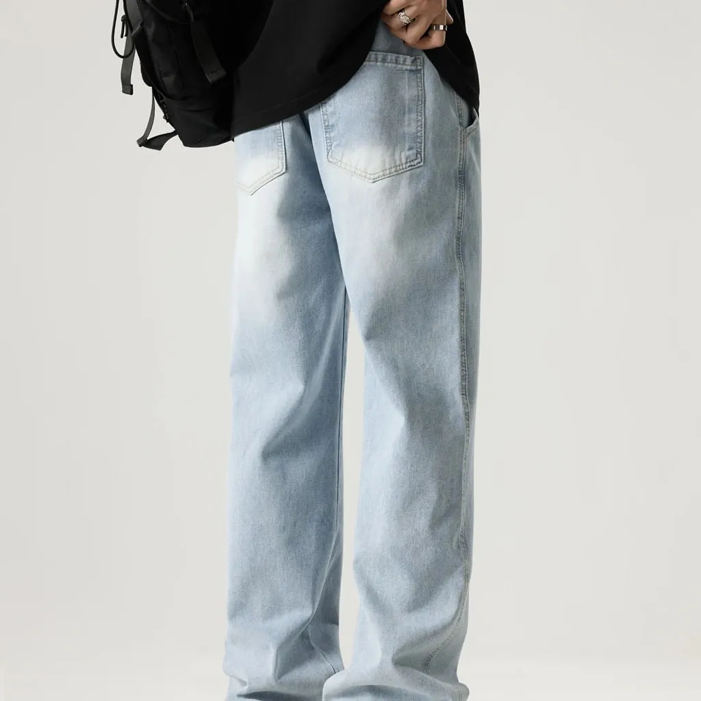 Men's Light Blue Elastic Waist Drawstring Loose Jeans Spring Summer Autumn Winter Versatile Comfortable Fit Casual Denim Pants — image 6