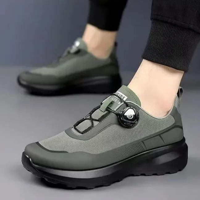 Lässige Herren-Laufschuhe mit drehbarem Knopf, schwarz, rutschfest, dicke Sohle, Outdoor-Sport-Sneaker zum Pendeln — image 2