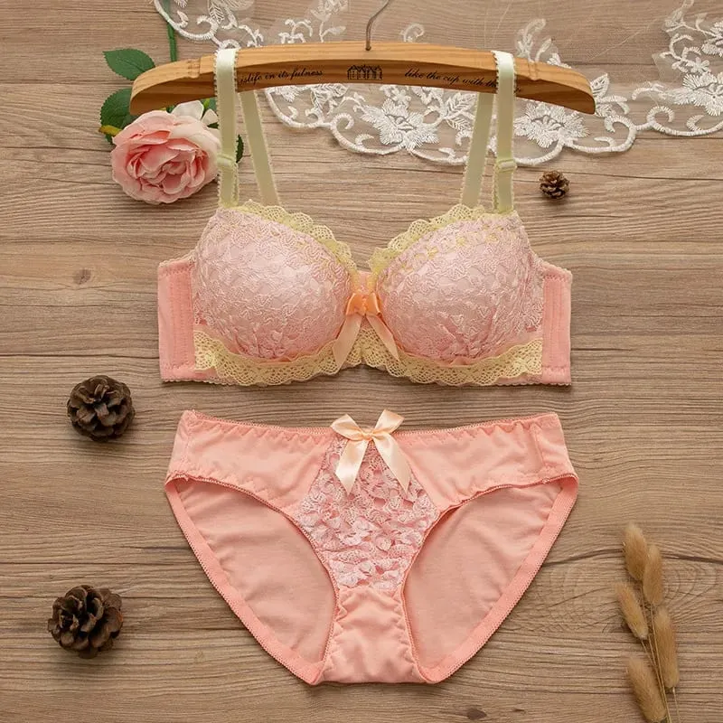 Women Underwire Sexy Lace Bra&Panty Shape‑Adjustable Push‑Up Bra For Small Bust Young Girls Anti‑Sagging Support Lingerie Set — image 4