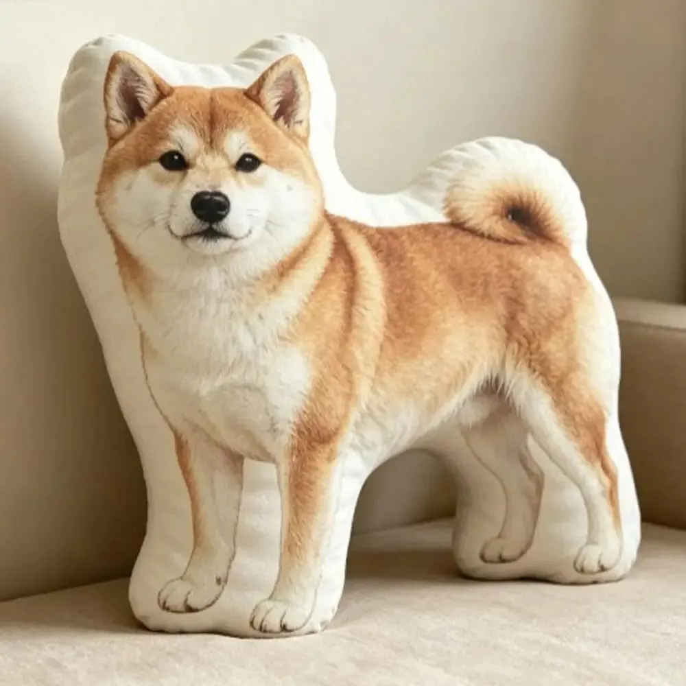 Dog Shaped Pillow Animal Throw Pillow Soft Plush Fabric Decorative Animal Pillow Shiba Dog Cushion Contoured Shape — image 6