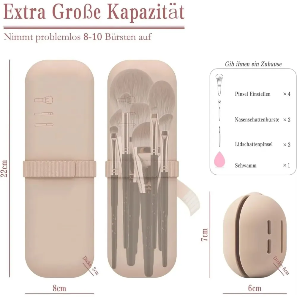Travel Makeup Brush Holder Silicone Cosmetic Brushes Bag Makeup Sponge Case Portable Waterproof Makeup Tools for Women Girls — image 3