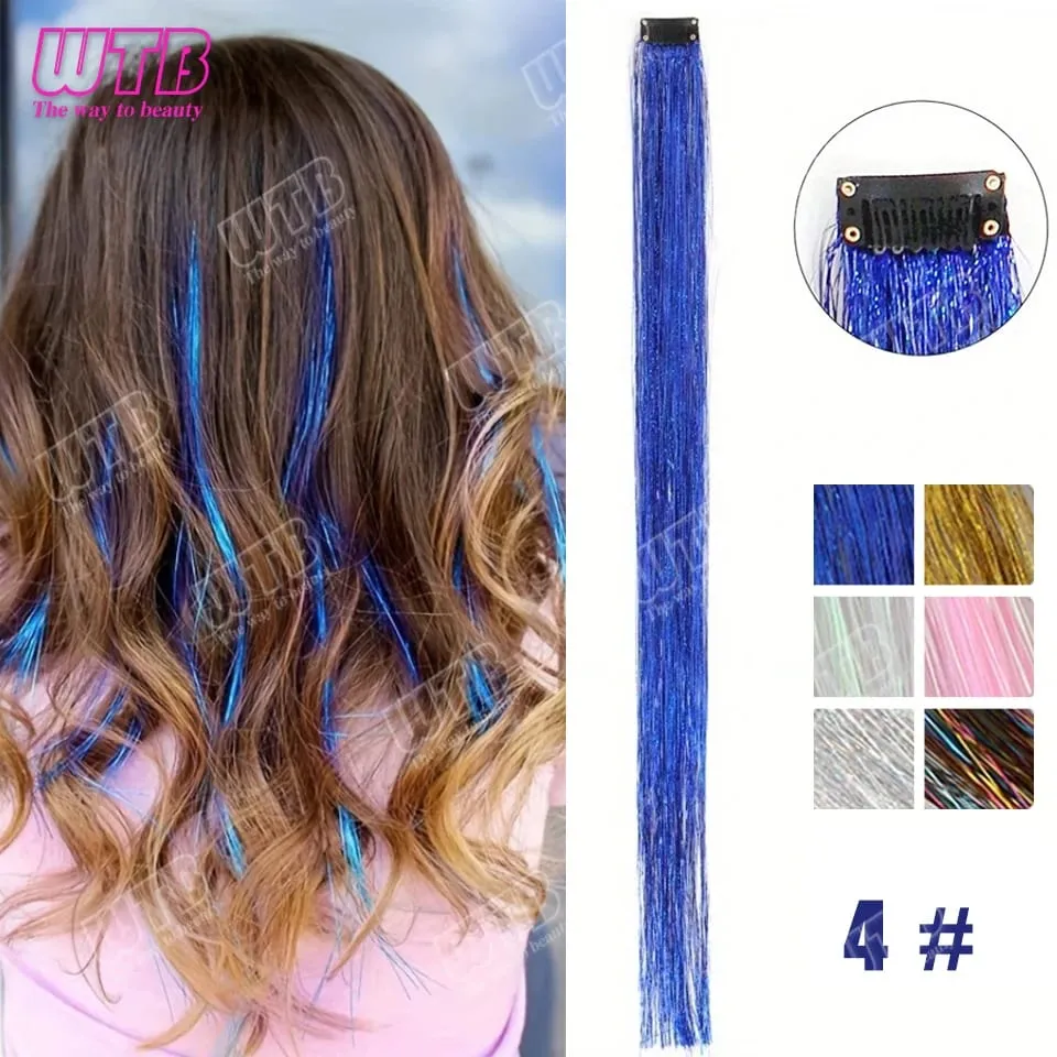 Multi-Color Glitter Synthetic Hair Extension Wig BB Clip Style Suitable for Women and Girls to Wear During Holidays and Events — image 19