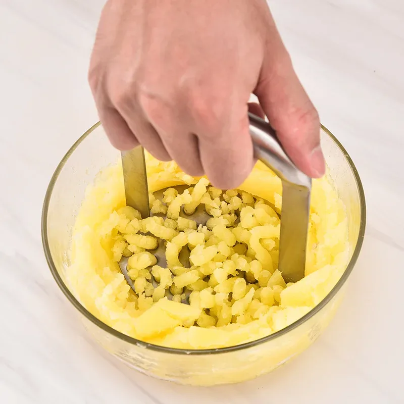 Ręczny tłuczek do ziemniaków ze stali nierdzewnej - Wytrzymała prasa do ziemniaków do puree ziemniaczanego Żywność dla dzieci Puree ze słodkich ziemniaków i warzyw