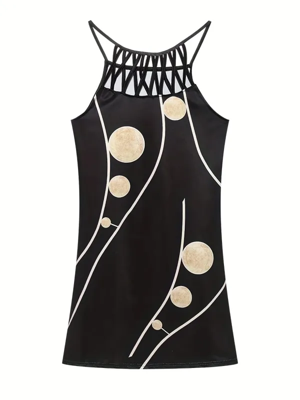2026 New Spring and Summer National Wind Positioning Printing Mesh Belt Sleeveless Casual Dress — image 8