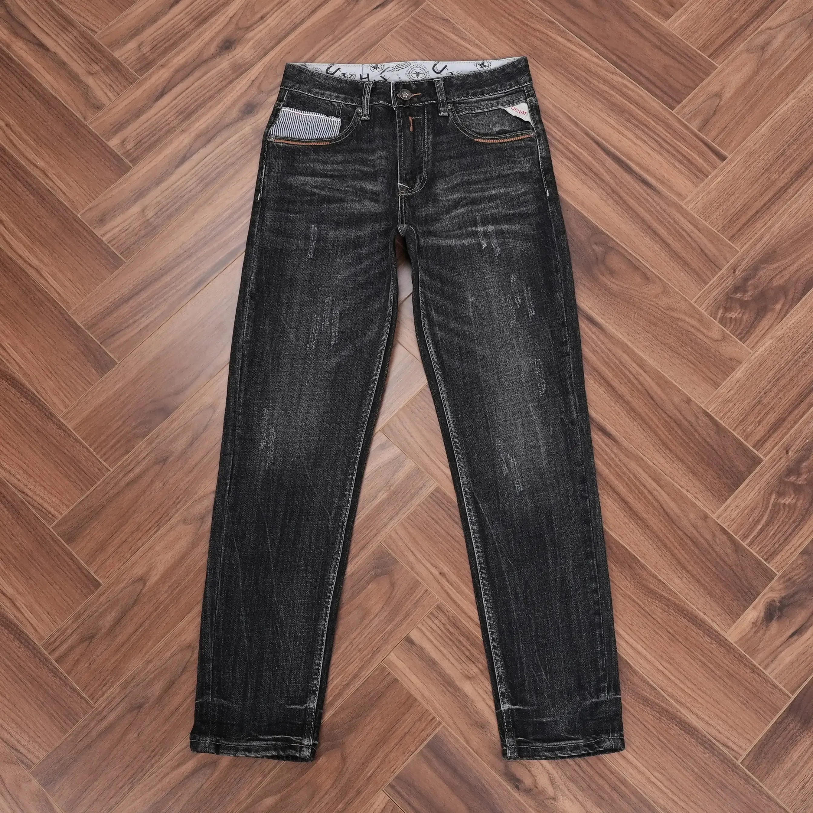 Men's Autumn New Arrival Black Gray Slim Fit Straight Denim Jeans | Slight Stretch | Dark Wash | Versatile & Comfortable Pants — image 1