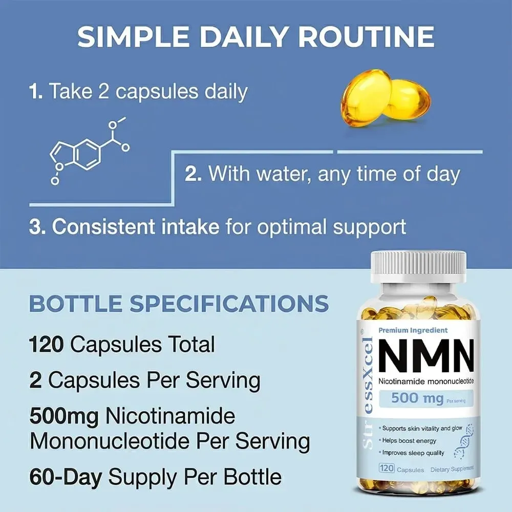 NMN Nicotinamide Mononucleotide - Reduces Wrinkles Increases Skin Elasticity and Supports Cell Repair and Growth
