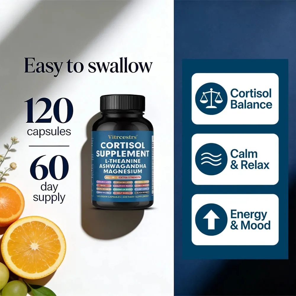 Cortisol Support Supplement - Magnesium Supports Stress Relief Calm Mood Relaxation Restful Sleep Focus & Adrenal Health — image 5