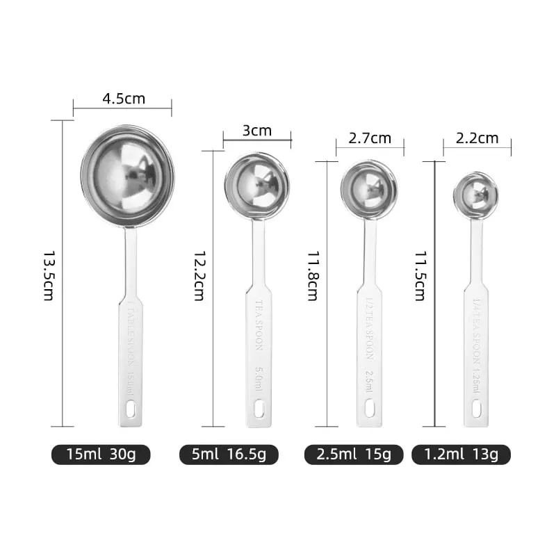 4Pcs Stainless Steel Measuring Spoons Set Tablespoon with Metric and UK Measurement Measure Spoon for Baking Liquid Solid Powder — image 7
