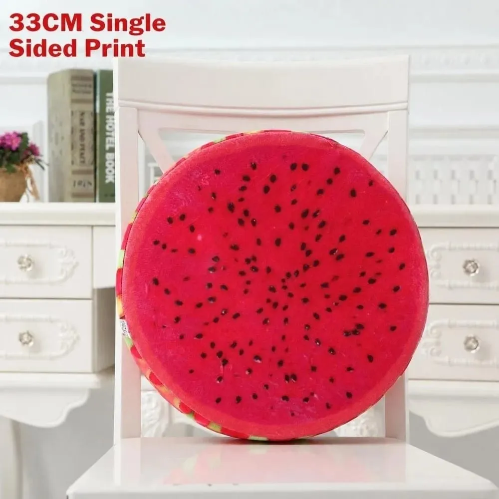 Creative Round Fruit Pillow Fruit Slice Print Plush Fabric Seat Cushion Simulation Stuffed Inner Plush Pillow Sofa Decor — image 2