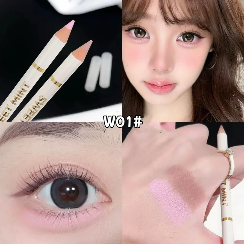 Double-ended Silkworm Eyeliner Shadow Pen 2 in 1 Nude Pink Brightening Highlighter Makeup Pencil Lasting Waterproof Eye Makeup