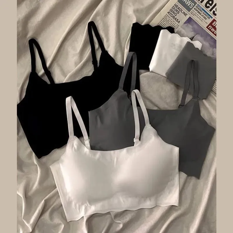 Seamless Scalloped Edge Bra And Panty Set For Women Skin-friendly Wireless Comfortable Lingerie Set Detachable Underwear Coaster — image 4
