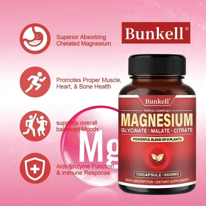Glycinate de magnésium à haute absorption, citrate de malate, 100 % chélaté, sans OGM, végétarien, sans gluten, 8 600 mg, 120 gélules — image 3