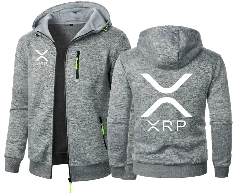 Cryptocurrency Ripple XRP Men's Hoodies Jacquard Sweatshirt Zipper Hooded Sweatshirt Men Clothing Sportswear Casual Jacket
