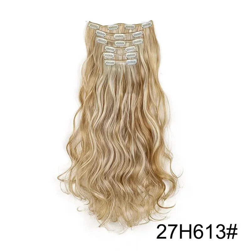 6pcs/set 24Inch Synthetic Long Curly Wavy Hair Extension 16 Clips High Tempreture Hairpiece Clip In Hair Extensions for Women — image 21