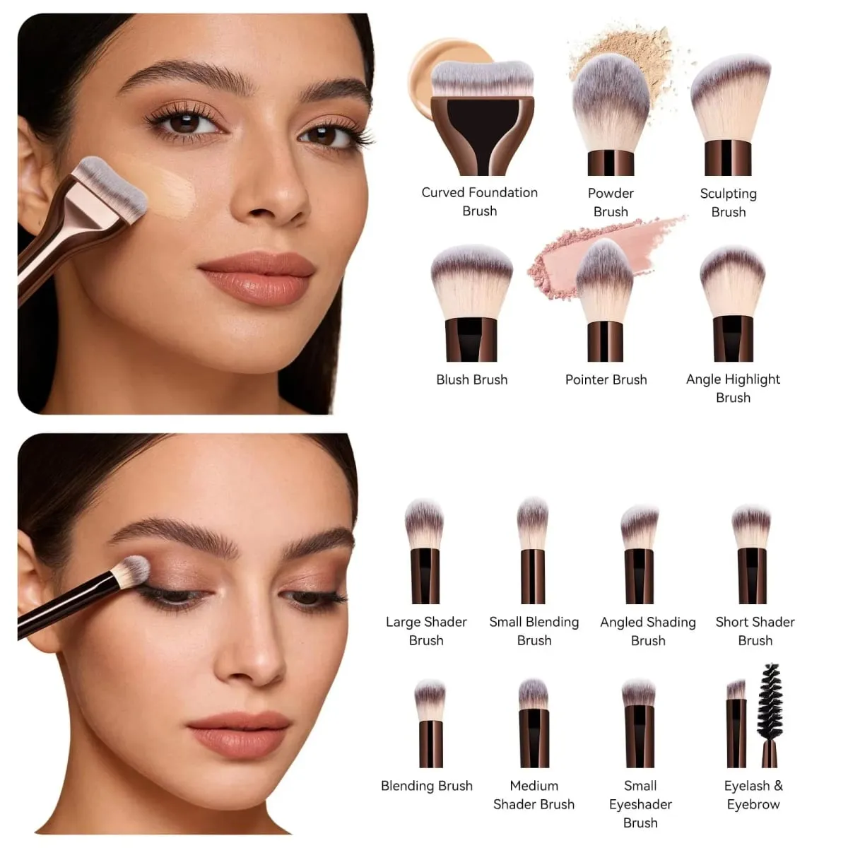 15 PCS Makeup Brushes Professional Make Up Brushes Premium Synthetic Powder Concealers Brushes Travel Makeup Brush Set — image 5