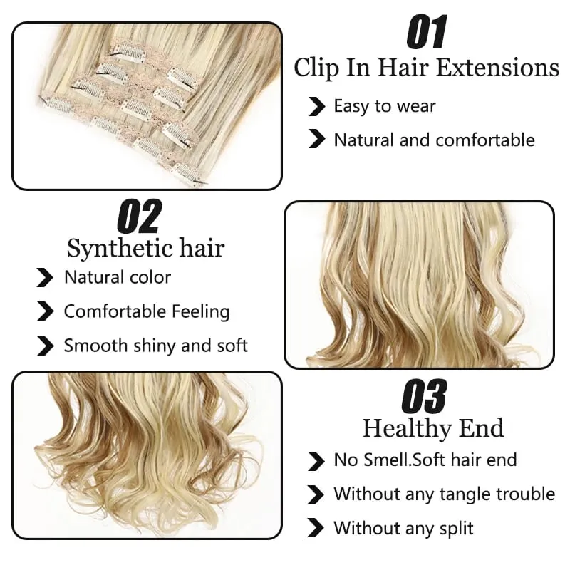 Wig piece wig women's four piece set large wave clip hair synthetic hair extensions — image 4