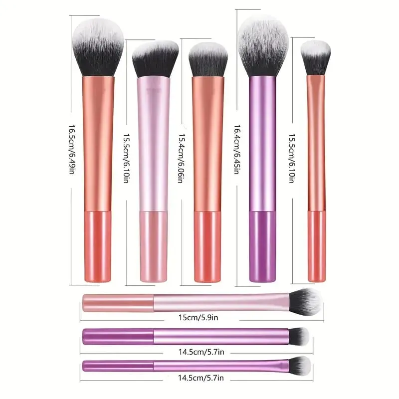 8pcs Pro Easy to Clean Makeup Brush Set - Soft Premium Synthetic Hair Cruelty-Free Foundation Blush Eyeshadow — image 6