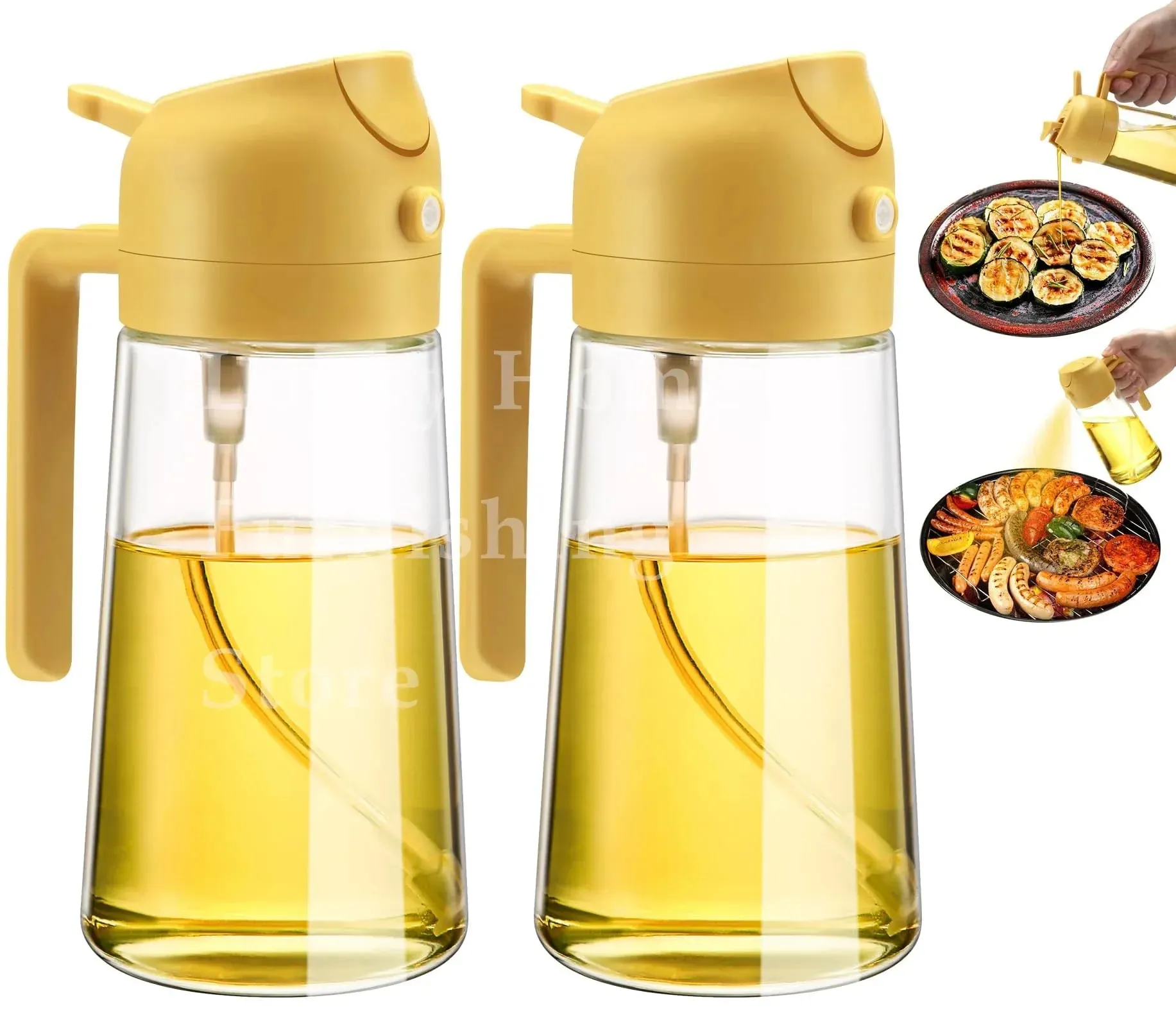 500ML 2-in-1 Dual Use Plastic Olive Oil Sprayer Dispenser Spray Pour Bottle Vinegar Mister Air Fryer BBQ Salad Kitchen Tools — image 12