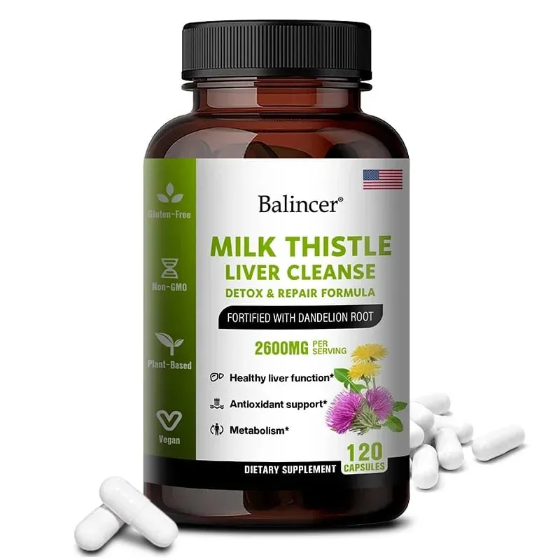 Milk Thistle with Dandelion Root-Antioxidant Liver & Kidney Health Support Supplement Vegan Non-GMO Gluten Free 120 Capsules — image 9