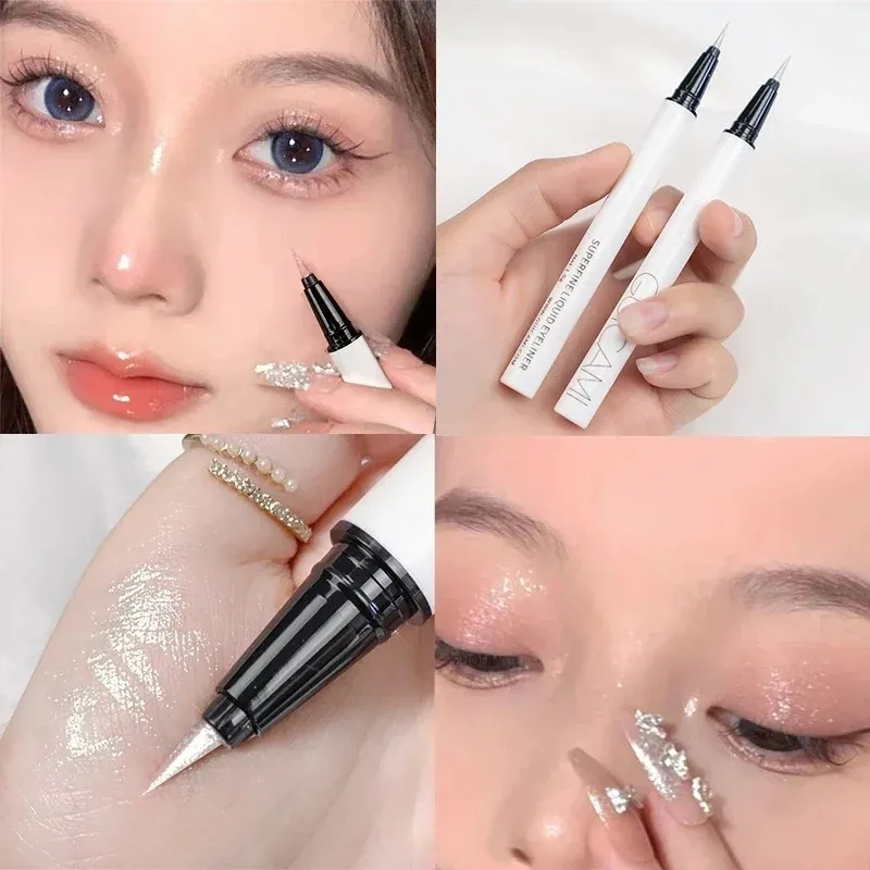 Pearlescent White Liquid Eyeliner Pen Long Lasting Non-dizzy Shiny Eye Liner Pen Fast-drying Lying Silkworm Brighten Eyes Makeup