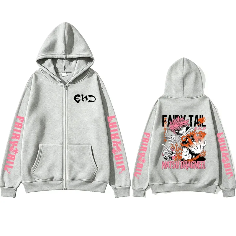 Anime Fairy Tail Zipper Hoodie Manga Natsu Dragneel Graphic Print Zip Up Jacket Coat Men Women Fashion Casual Oversized Hoodies — image 7