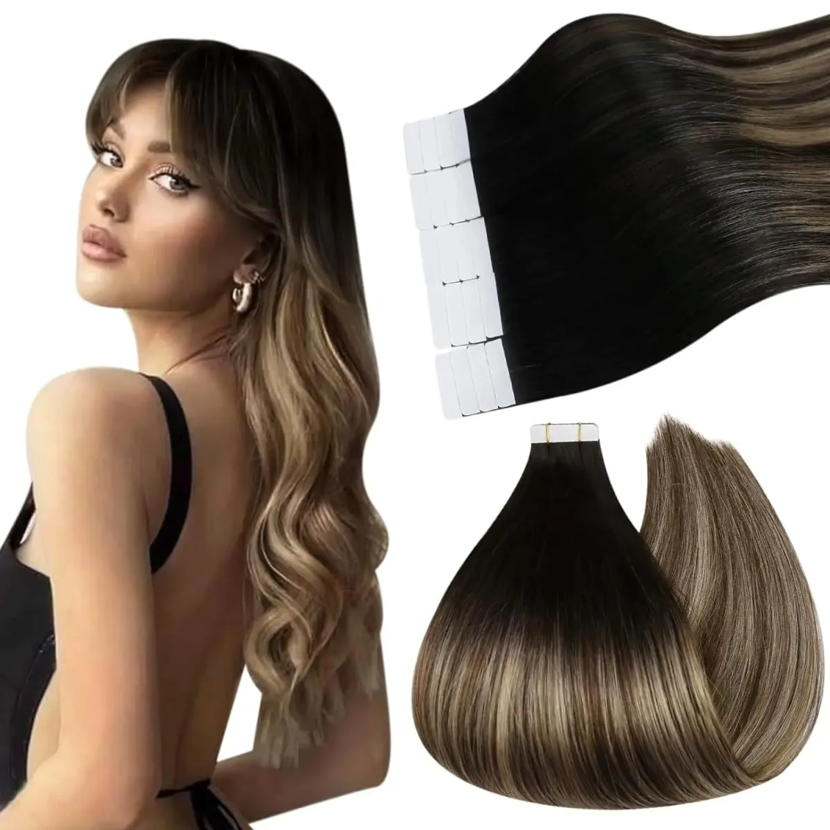 [NEW] Ugeat Tape in Hair Extensions Human Hair Balayage Straight Seamless 12-14inch For Women 20Pcs/Pack 100% Human Natural Hair