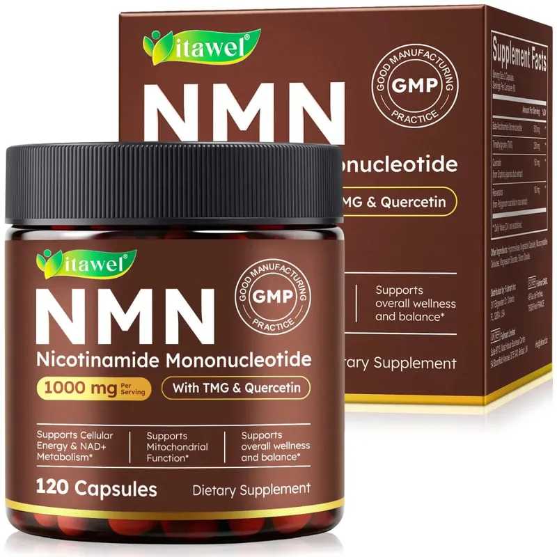 NMN Capsules 1000mg Beta Nicotinamide Mononucleotide TMG Quercetin Resveratrol NAD+ Metabolism Mitochondrial Function 120 Count
