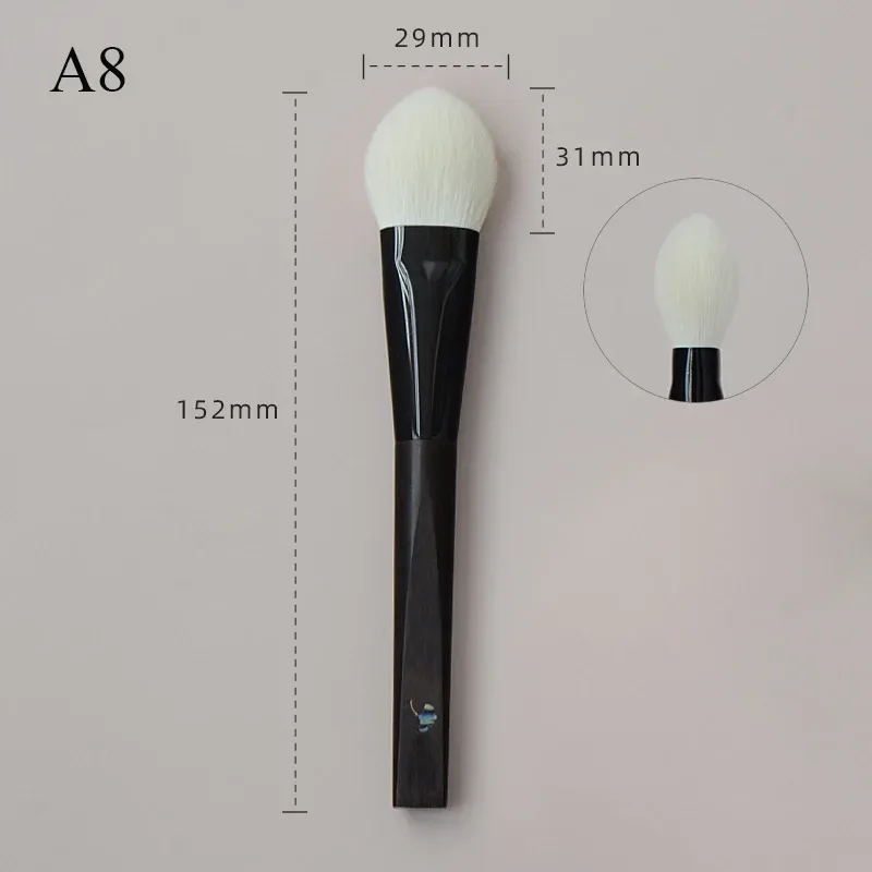 Shoushoulang Hand Crafted Makeup Brush Soft Tiny Tips Goat Hair 1PC Face Powder Blush Contour Brush Ebony Handle Makeup Brushes
