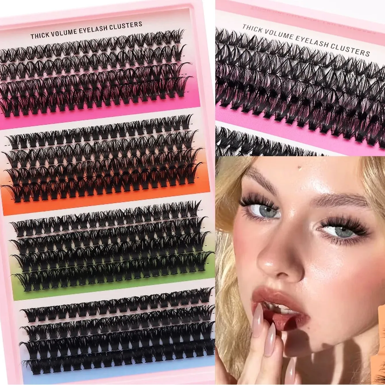 Cat Eye 16 rows Cluster Lashes 406080100P Mixed DIY Individual Eyelashes Thick Tray DIY Eyelash Extension Wispy Volume Eyelashes — image 3
