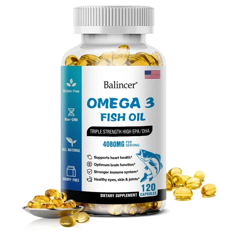 Omega 3 Fish Oil 4080mg - High EPA + DHA Helps with Joints Skin Immune Support Antioxidant & Improve Memory — image 1