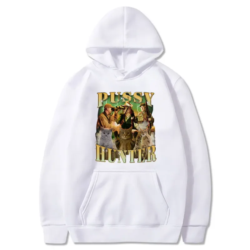 Pussy Hunter Funny Meme Cat Hoodies Men Women Casual Clothing Fashion Vintage Long Sleeve Oversized Style Streetwear Funny Wears — image 5