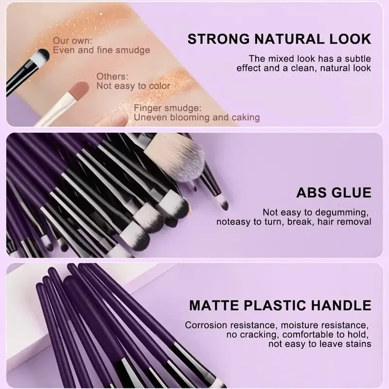 20PCS Detail Makeup Brushes Kit Soft Bristles Concealer Eyeliner Brush Eyeshadow Shader Brush Facial Cosmetic Beauty Tools — image 2