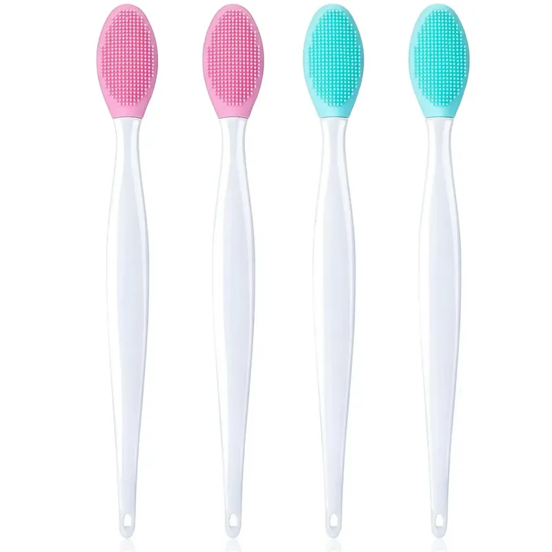 En gros 4 pièces nouveau Design de mode nez Double face outil Silicone lèvres gommage exfoliant brosse pinceaux de maquillage ensemble de pinceaux de maquillage — image 8