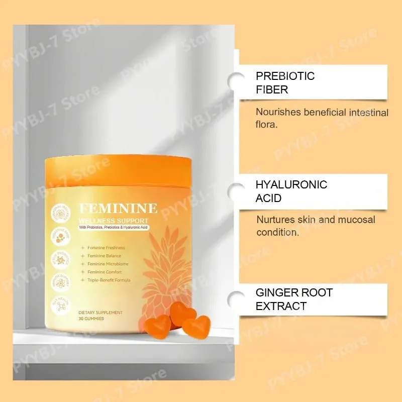 Probiotics Composite Gummies Supplement for Women with Hyaluronic Acid Ginger Zinc Vitamin B6 Feminine Wellness Support 30 Count