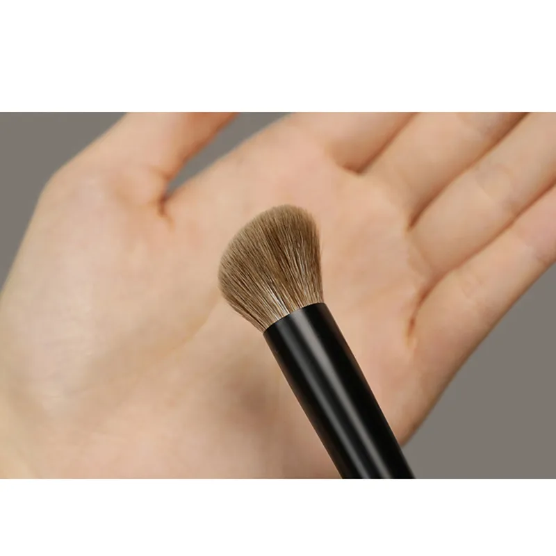 T130 Natural Goat Hair Angled Contour Blush Brush Short Ebony Wood Handle Make Up Brush Professional Handmade Makeup Brushes