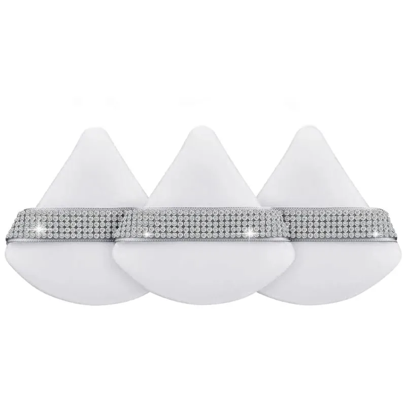 Diamond Triangle Velvet Setting Puff Ribbon Detail Powder Sponge Smooth Finishing Soft Puff for Loose Pressed Powder Application