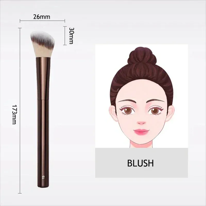 No. 15 Hourglass Blush Brush Bersudut Kontur Blush Stippling Berus Pipi Krim Cecair Blush Makeup Berus Krim Blush Brush — image 4