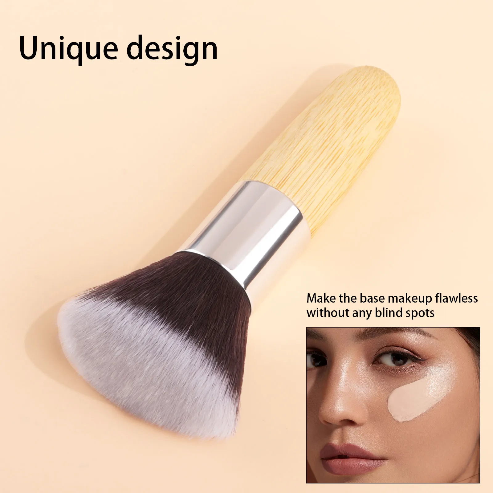 1pc Soft Make up brushes Foundation Powder blusher blending contour Professional High quality with powder puff with 6 fingers — image 3