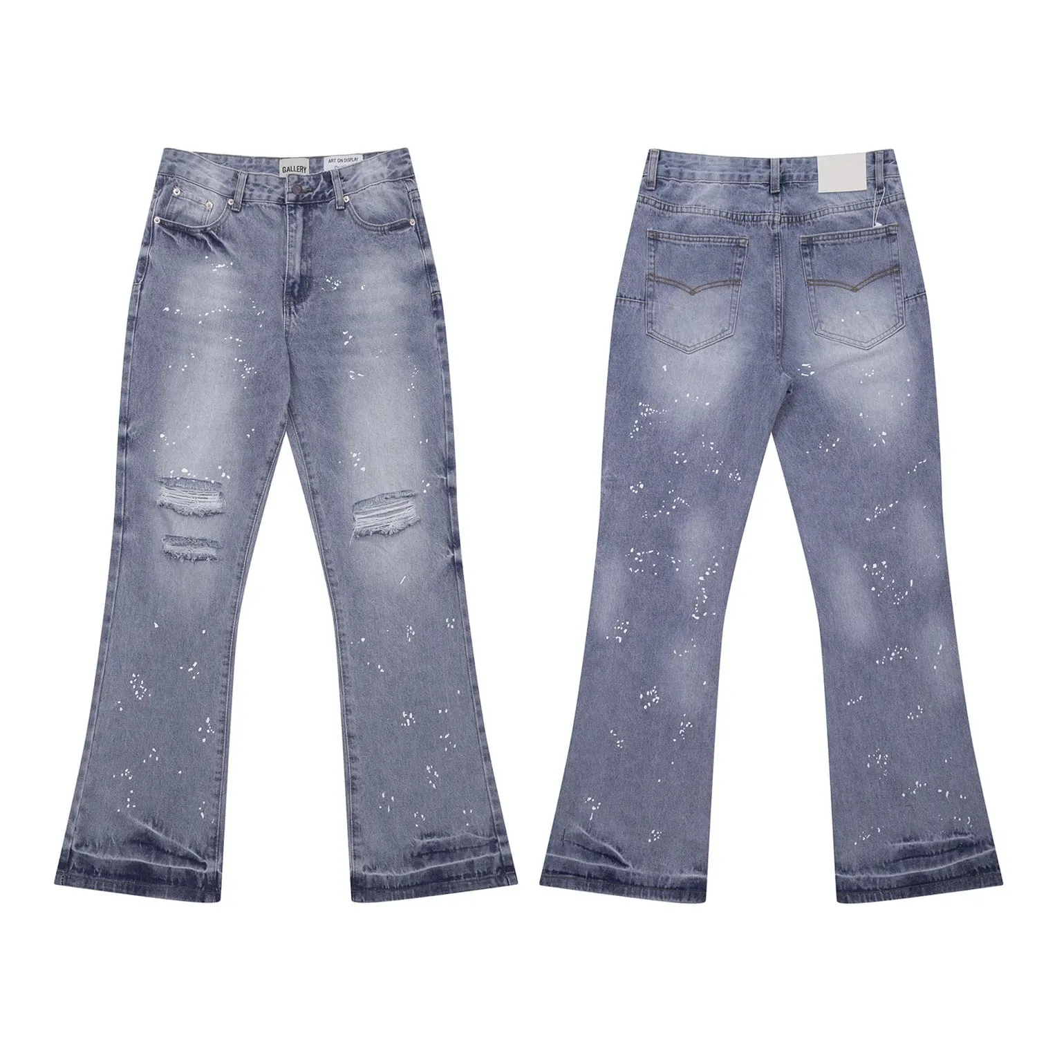 Denim Bell-bottoms Washed And Worn Patchwork Jeans — image 13