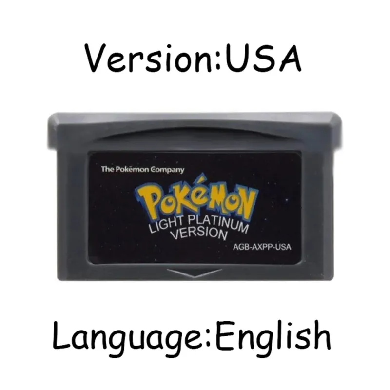 GBA Pokemon Game Cartridge 32-Bit Video Game Console Card AshGray Liquid Crystal Light Platinum Moemon Emerald English Language — image 4