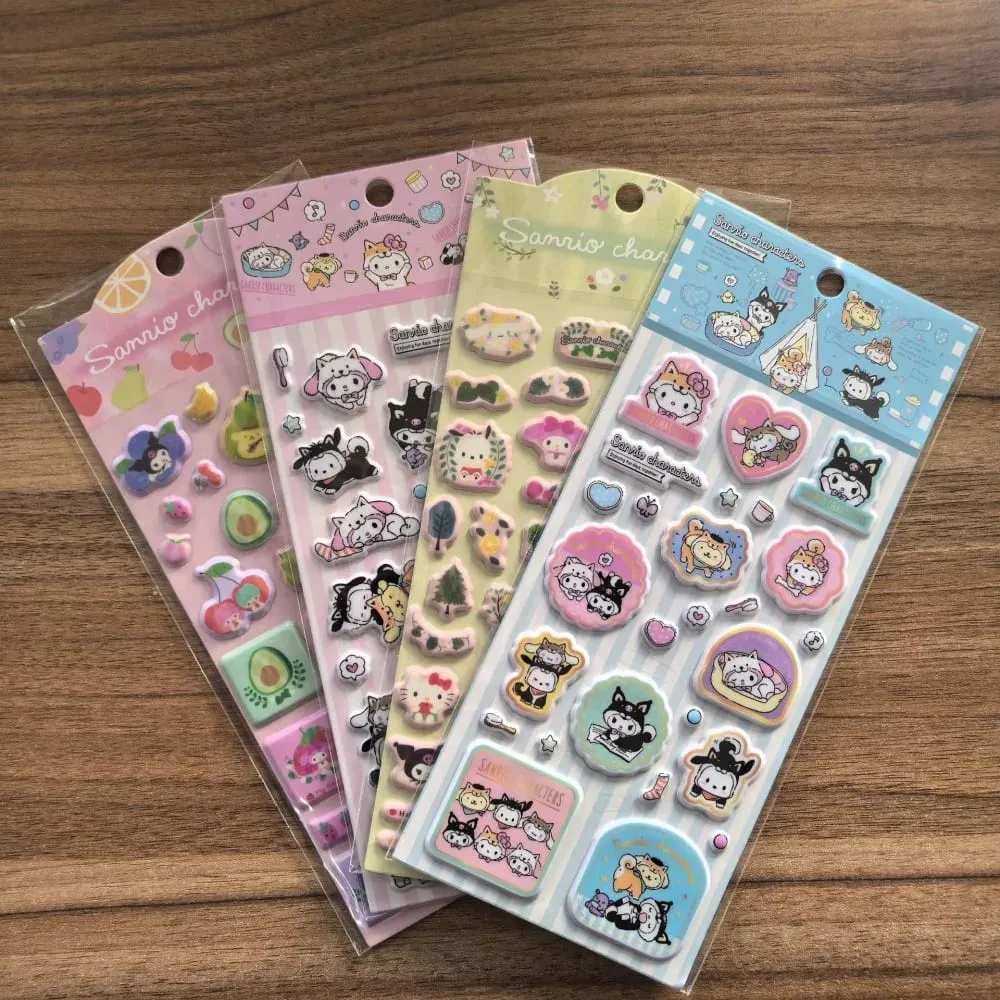 Genuine Sanrio 3D Stickers Toys Cartoon Hello Kitty Kuromi Melody Scrapbook Decor Sticker For Phones Water Mug Notebooks Decals — image 4
