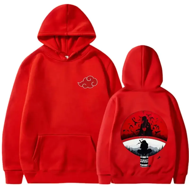 Naruto Itachi Hoodie Akatsuki Crow Anime Print Street Styles Unisex Men Women Oversized Casual Sweatshirts Long Sleeve — image 16