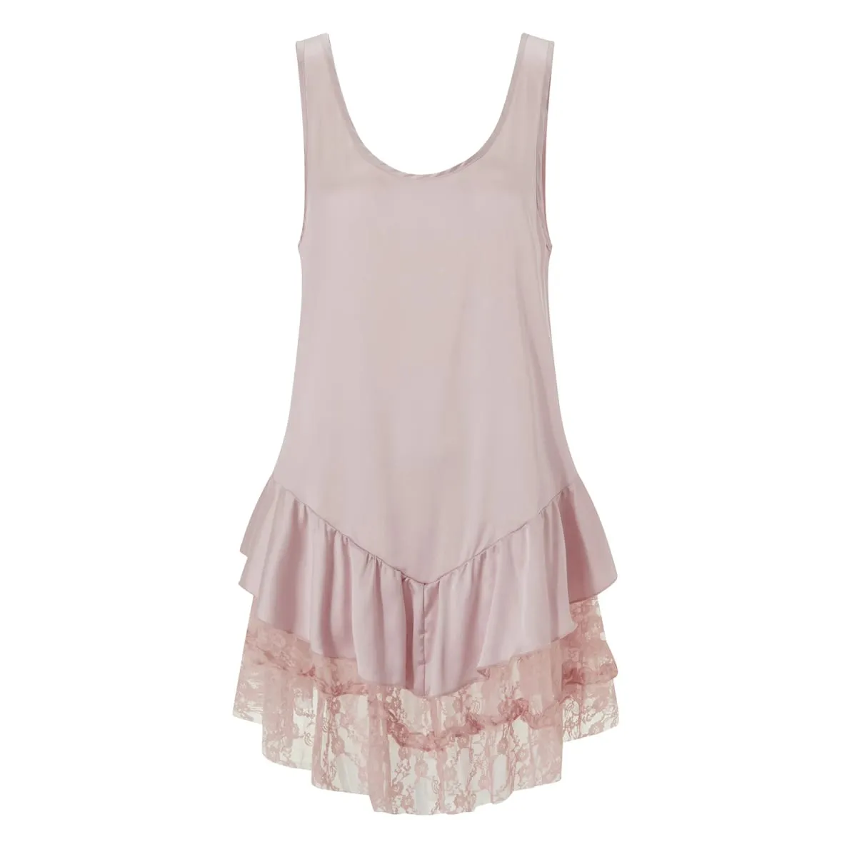 Combhasaki Damen-Sommer-Y2K-Ärmellos, tiefer U-Ausschnitt, Spitzenbesatz, Patchwork, geschichtet, gerüscht, rückenfrei, Mini-Loose-Fit-Loungewear-Kleid — image 7