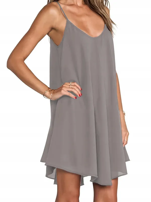 Pure Color V-Neck Asymmetric Hem Plus Size Knit Spaghetti Strap Maxi Dress Soft Comfort Effortless Chic Casual All Season Lightweight Solid Flowy Sleeveless Long Dress For Curvy Women