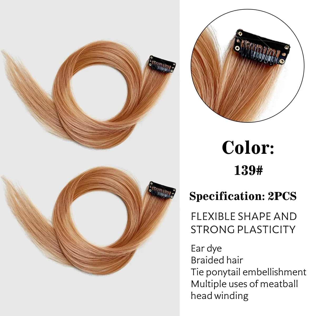 Synthetic Colored Clip In Hair Extensions Straight Highlight Hair Streaks Rainbow Hanging Hair Pieces Hairpiece For Women Party — image 20