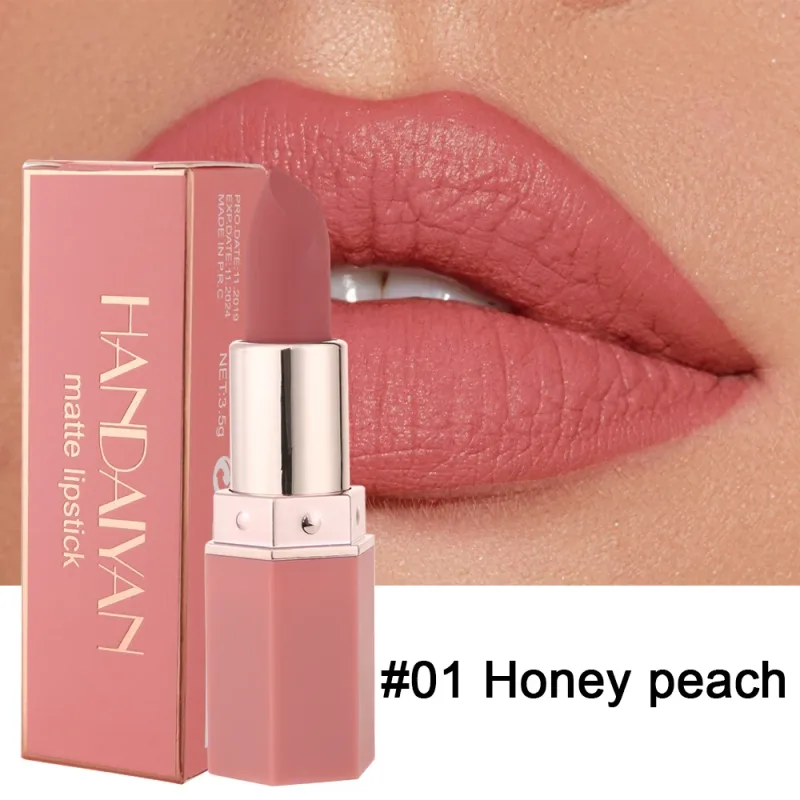 Fugtgivende mat læbestift 6 nuancer Langvarig Ikke-overførsel Nude Lip Gloss HANDAIYAN Kosmetik til damer